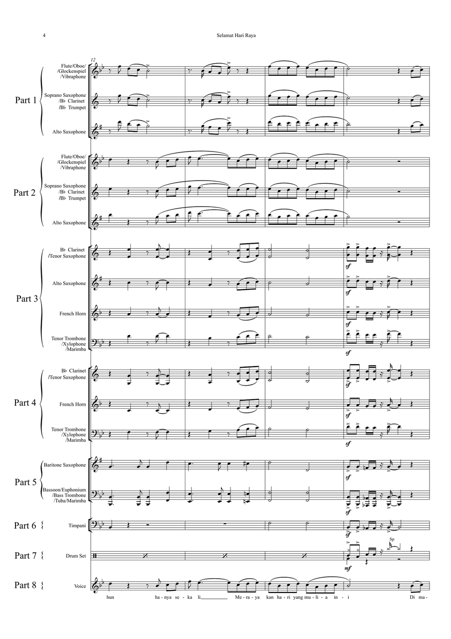 Selamat Hari Raya Selamat Hari Raya Concert Band scores gallery preview page 4