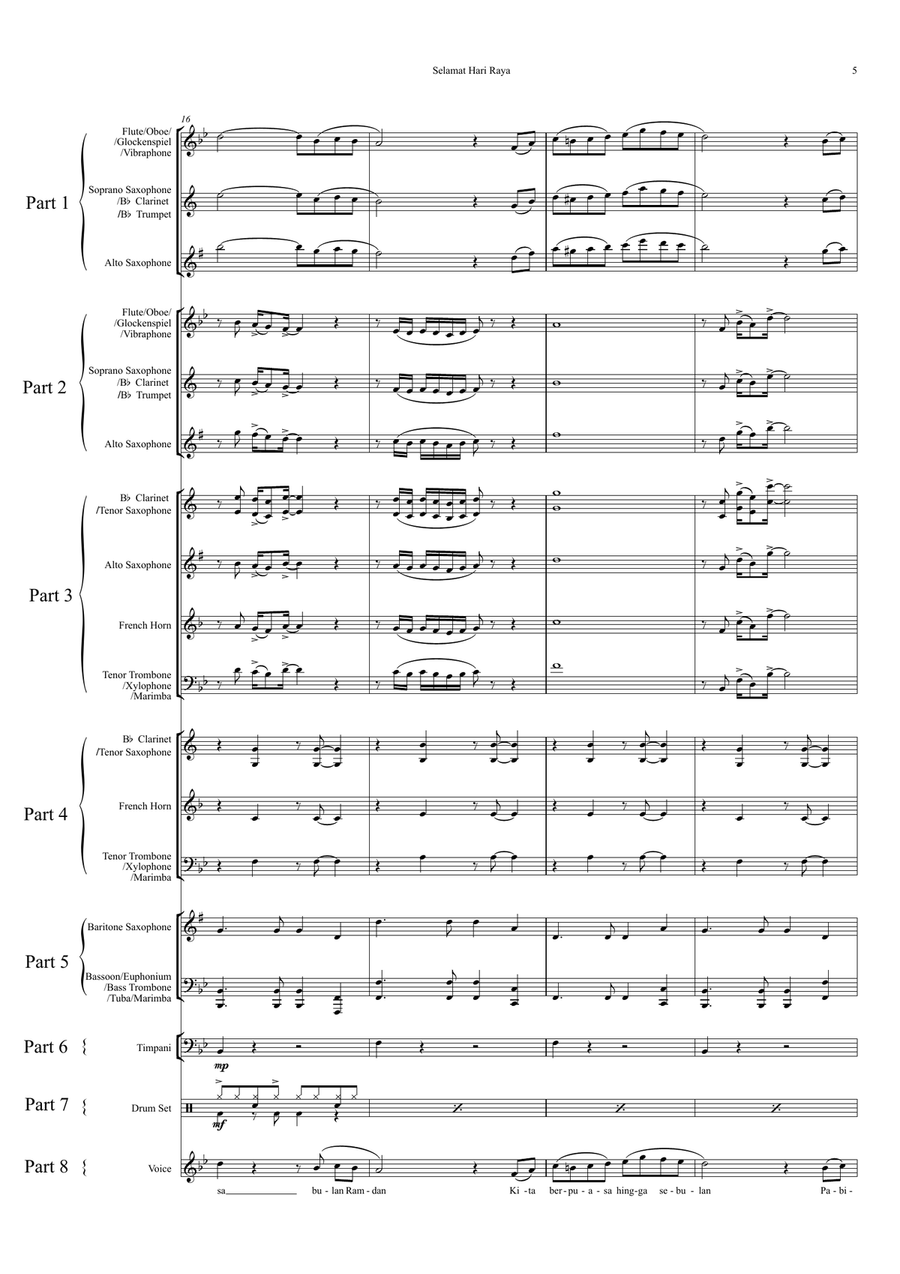 Selamat Hari Raya Selamat Hari Raya Concert Band scores gallery preview page 5