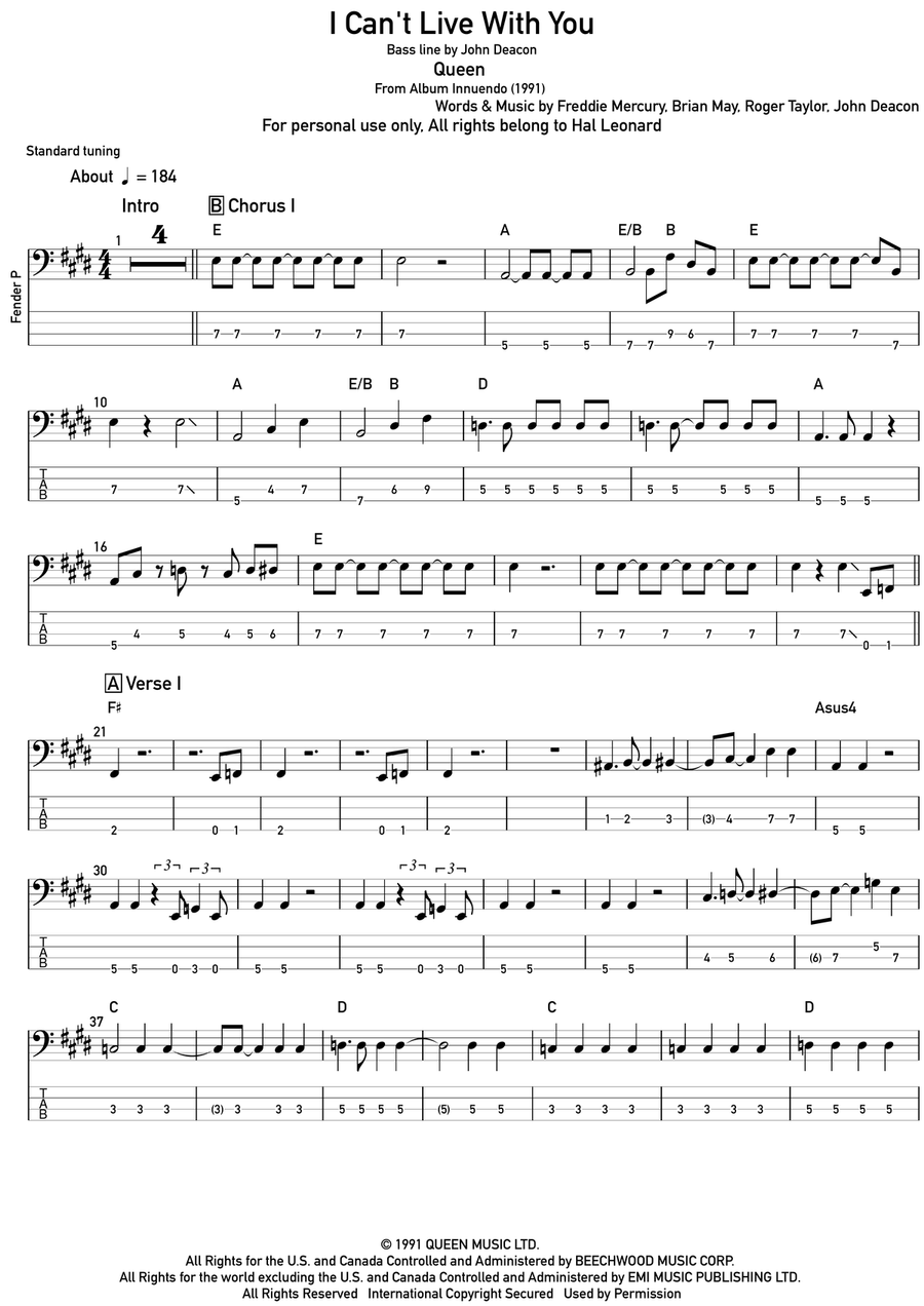 I Can't Live Without You Acoustic Guitar scores gallery preview page 1