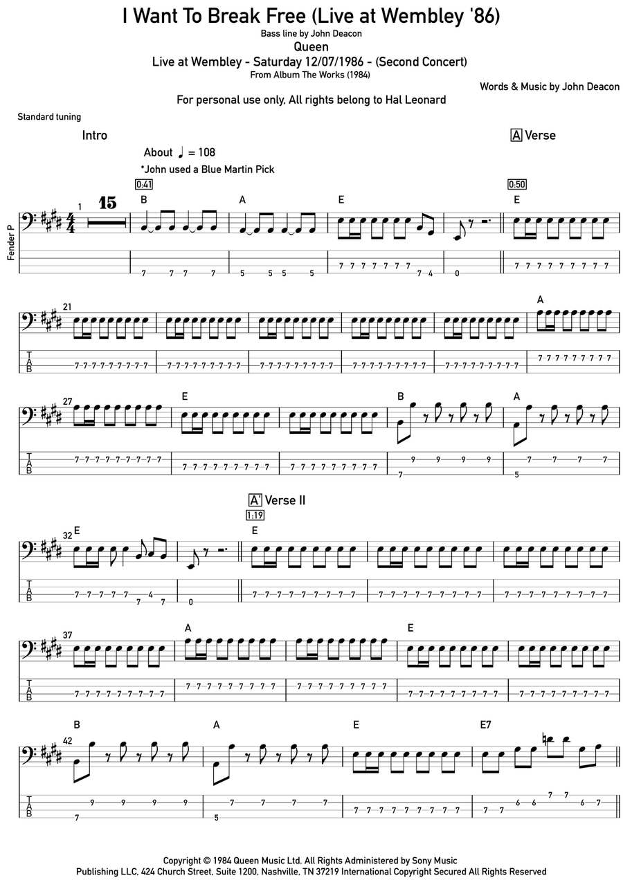 I Want To Break Free Acoustic Guitar scores gallery preview page 1