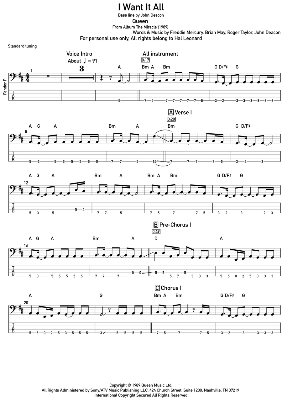 I Want It All Acoustic Guitar scores gallery preview page 1