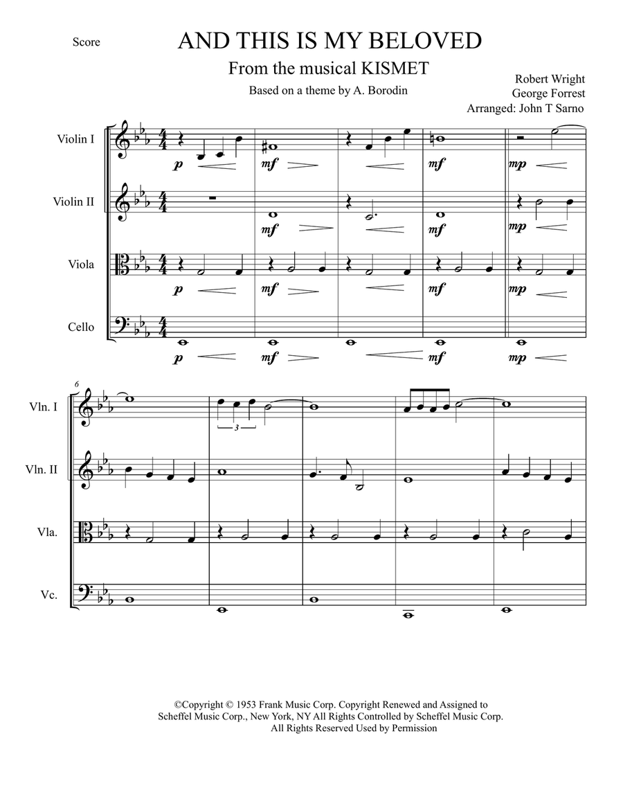 And This Is My Beloved String Quartet scores gallery preview page 1