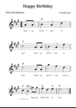 Happy Birthday – Easy Alto Sax Sheet Music (Beginner Level)