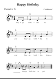Happy Birthday – Easy Clarinet Sheet Music (Beginner Level)
