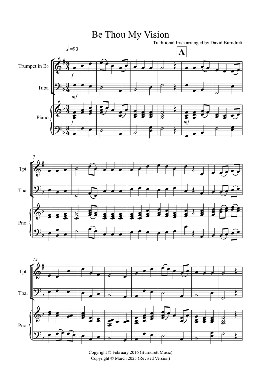 Be Thou My Vision for Trumpet and Tuba Duet Brass Duet scores gallery preview page 1