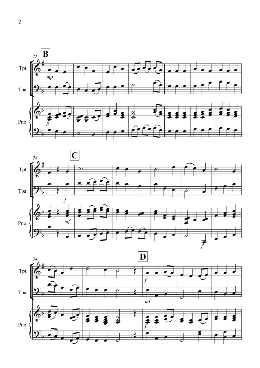 Be Thou My Vision for Trumpet and Tuba Duet Brass Duet scores gallery preview page 2