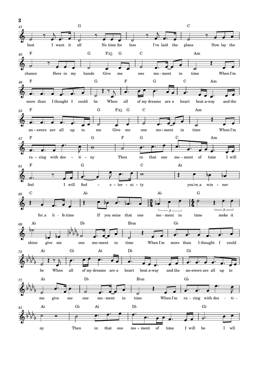 One Moment In Time One Moment In Time Piano scores gallery preview page 2