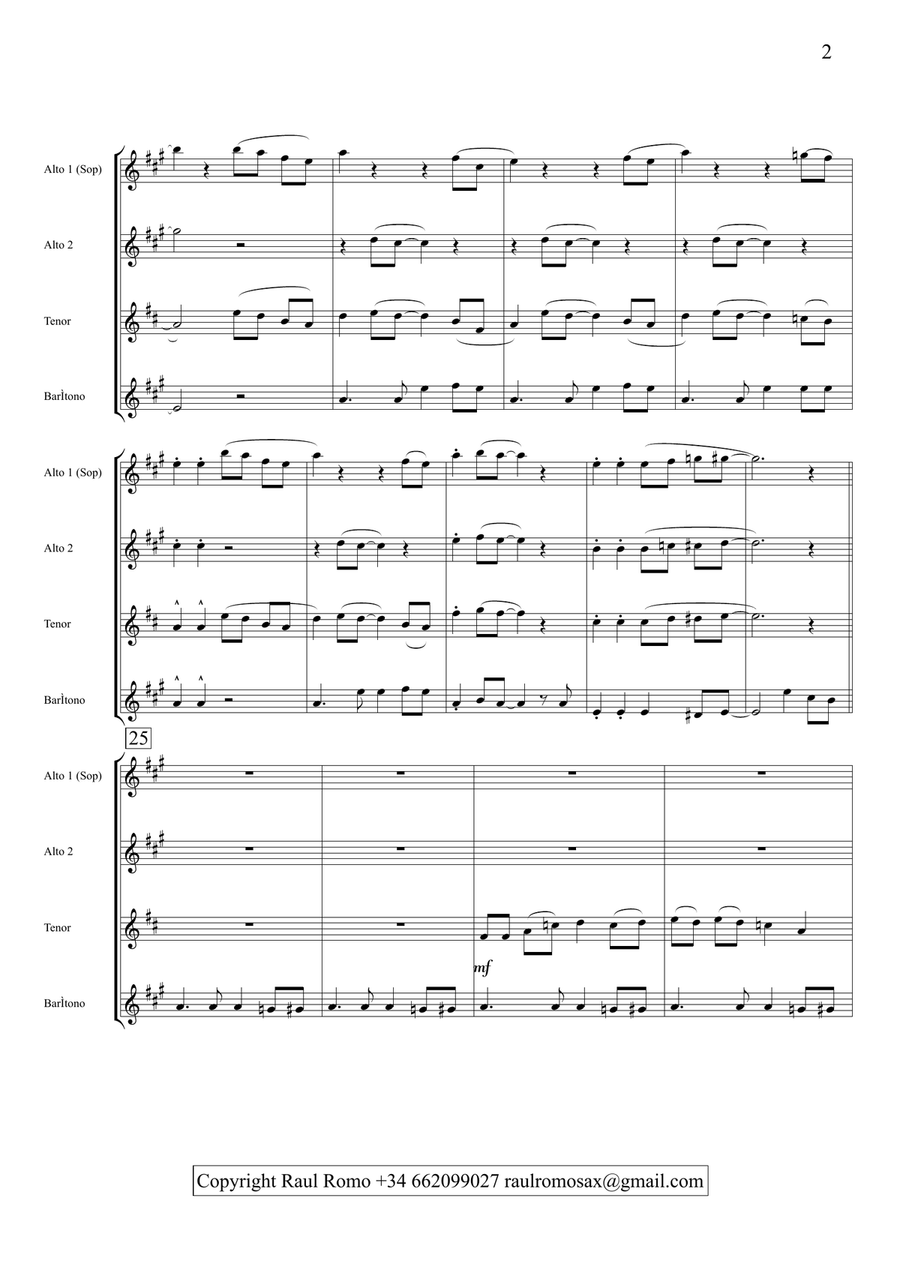 EASY SAX QUARTET - Boogie Boogie Festa Saxophone Quartet scores gallery preview page 2