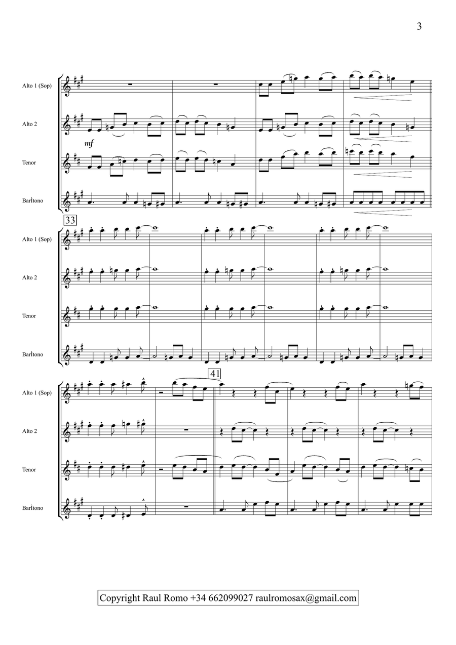 EASY SAX QUARTET - Boogie Boogie Festa Saxophone Quartet scores gallery preview page 3