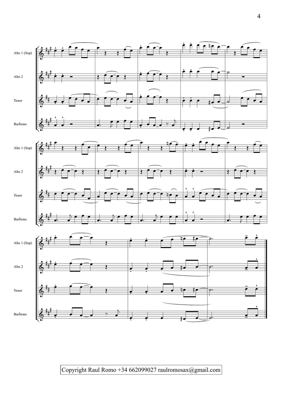 EASY SAX QUARTET - Boogie Boogie Festa Saxophone Quartet scores gallery preview page 4