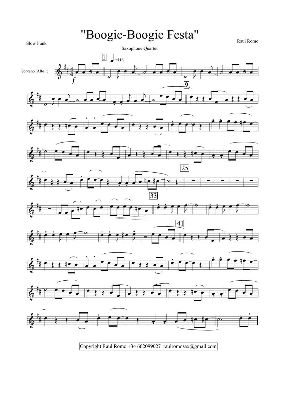 EASY SAX QUARTET - Boogie Boogie Festa Saxophone Quartet scores gallery preview page 5