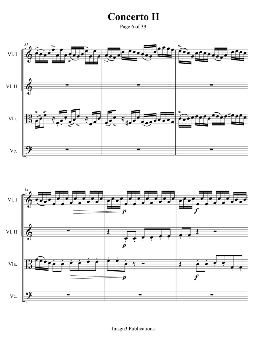 Bach: Concerto No. 2 BWV 593 for String Quartet String Quartet scores gallery preview page 6