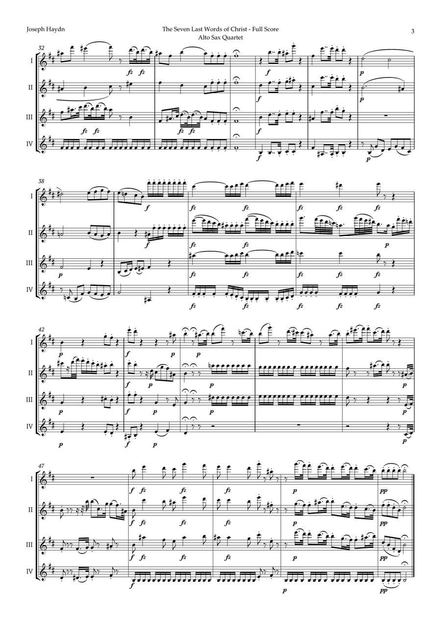 The Seven Last Words of Christ by Haydn for Alto Sax Quartet Saxophone Quartet scores gallery preview page 3