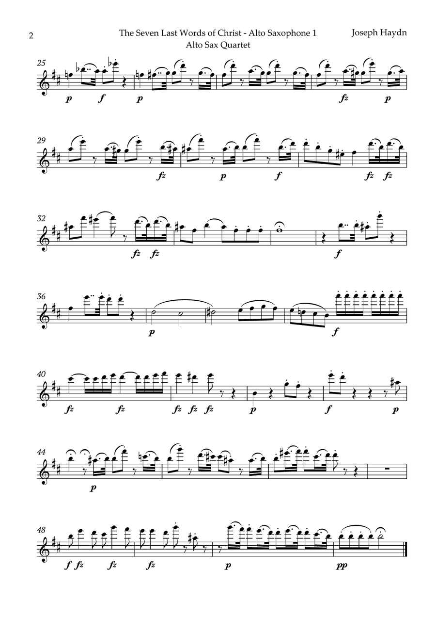 The Seven Last Words of Christ by Haydn for Alto Sax Quartet Saxophone Quartet scores gallery preview page 5
