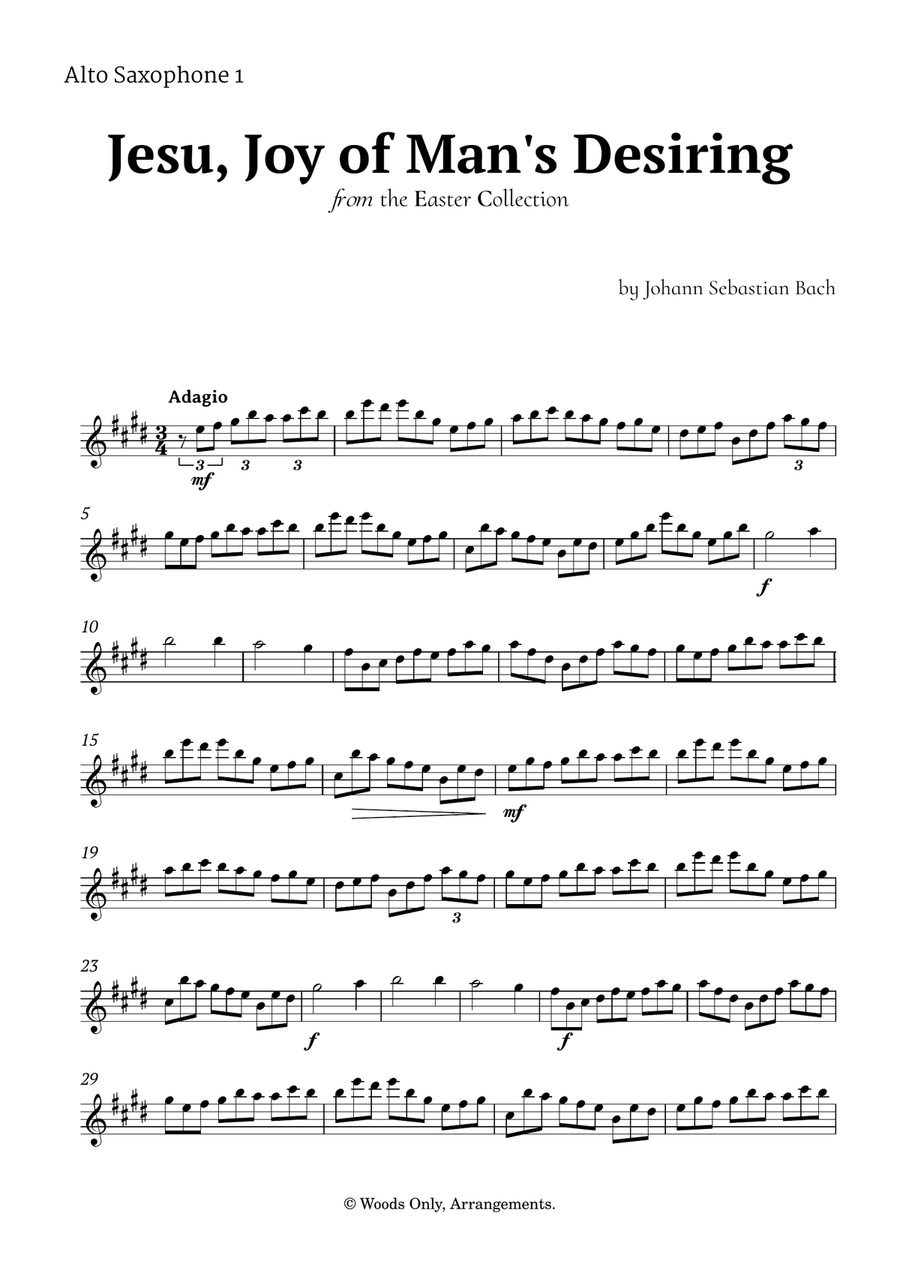 Jesu, Joy of Man's Desiring by Bach for Alto Sax Quartet Saxophone Quartet scores gallery preview page 4