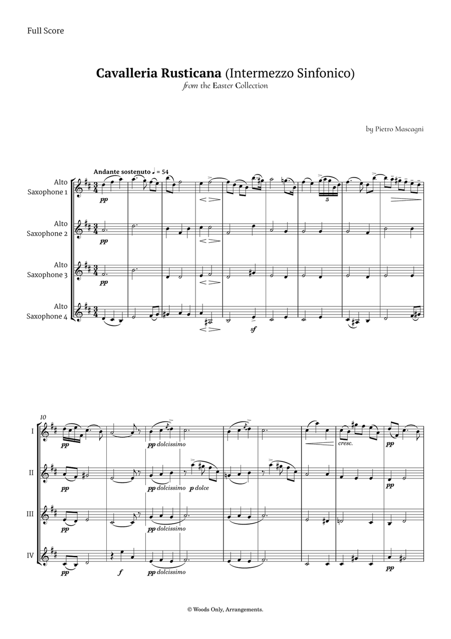 Intermezzo Sinfonico by Pietro Mascagni for Alto Sax Quartet Saxophone Quartet scores gallery preview page 1