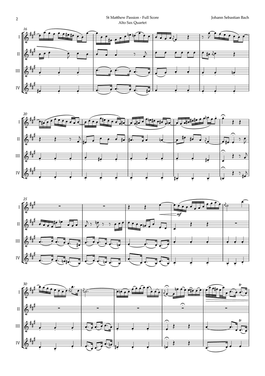Aus Liebe will mein Heiland sterben by Bach for Alto Sax Quartet Saxophone Quartet scores gallery preview page 2
