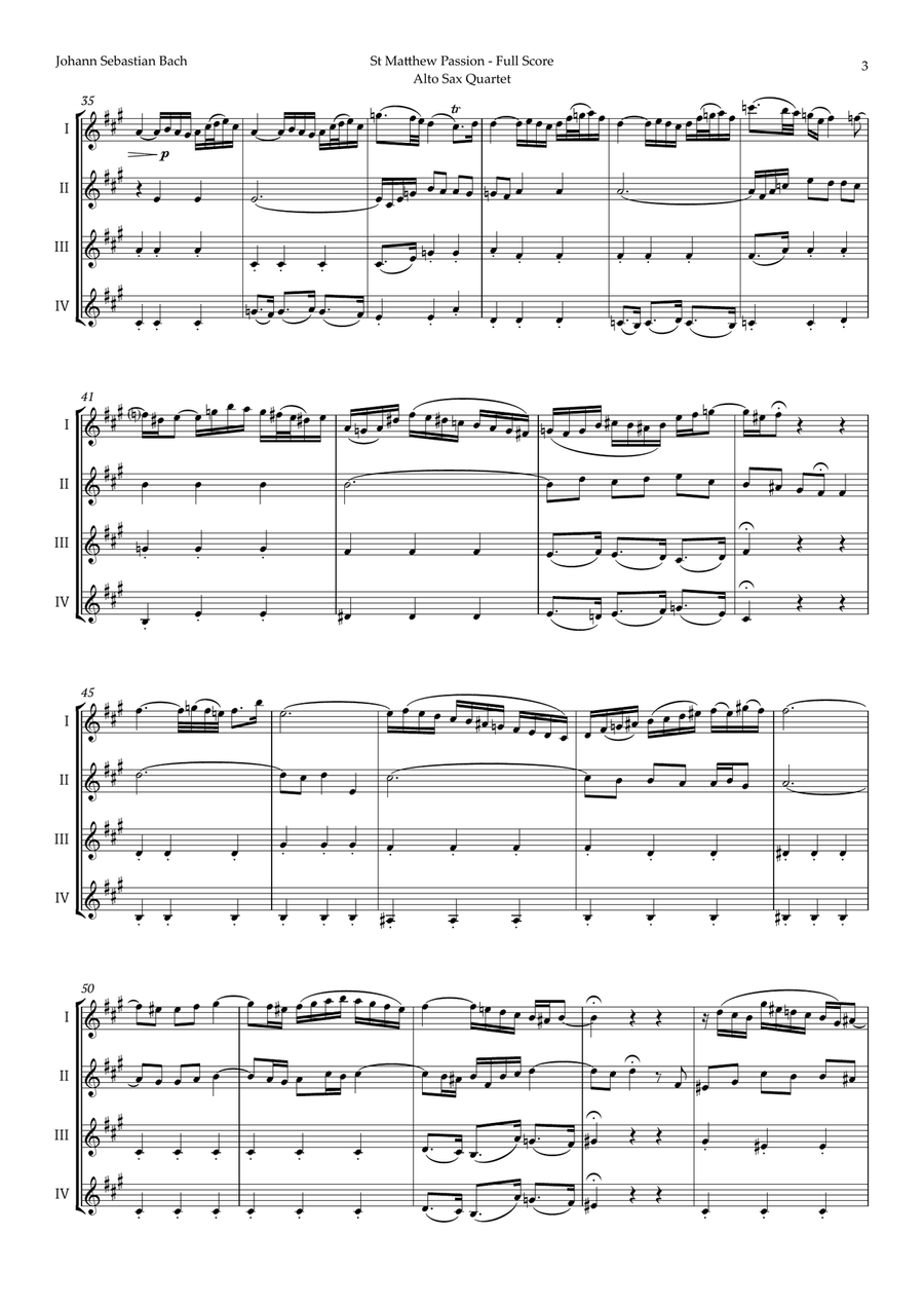 Aus Liebe will mein Heiland sterben by Bach for Alto Sax Quartet Saxophone Quartet scores gallery preview page 3