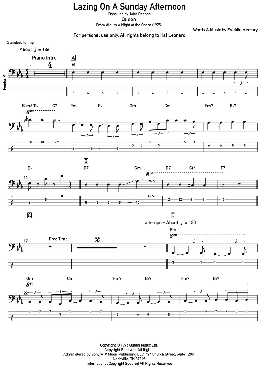 Lazing On A Sunday Afternoon Acoustic Guitar scores gallery preview page 1