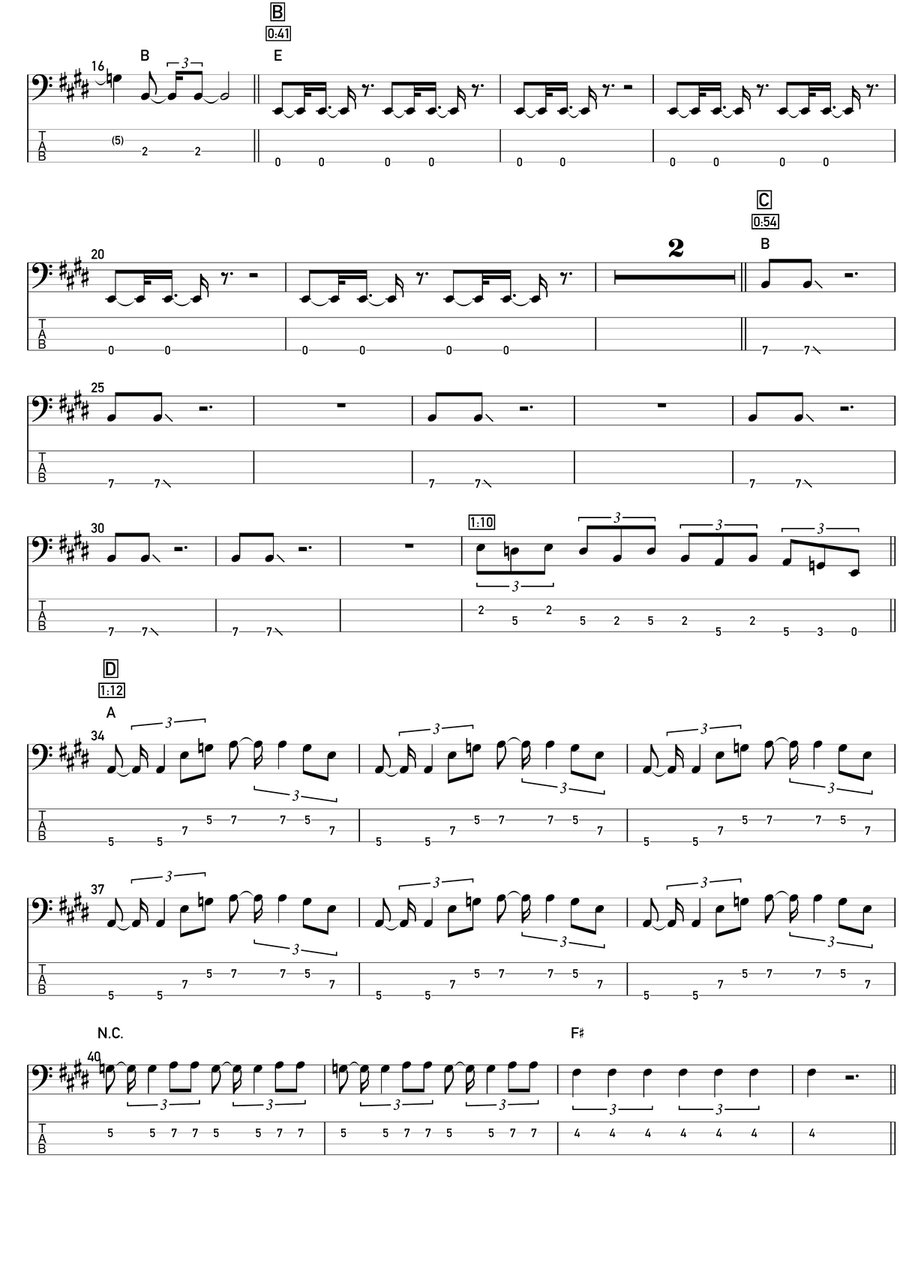 Let Me Entertain You Bass Guitar Tablature scores gallery preview page 2