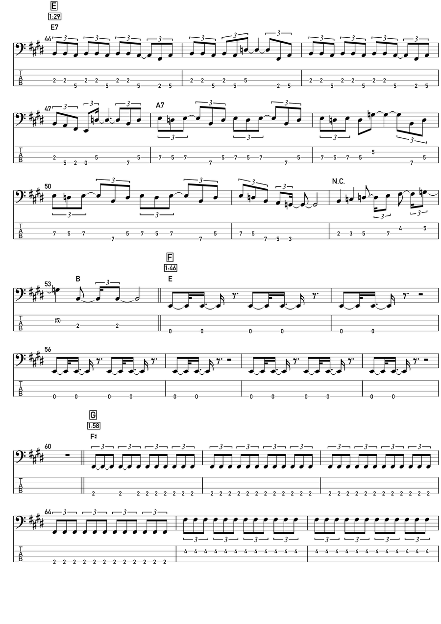 Let Me Entertain You Bass Guitar Tablature scores gallery preview page 3