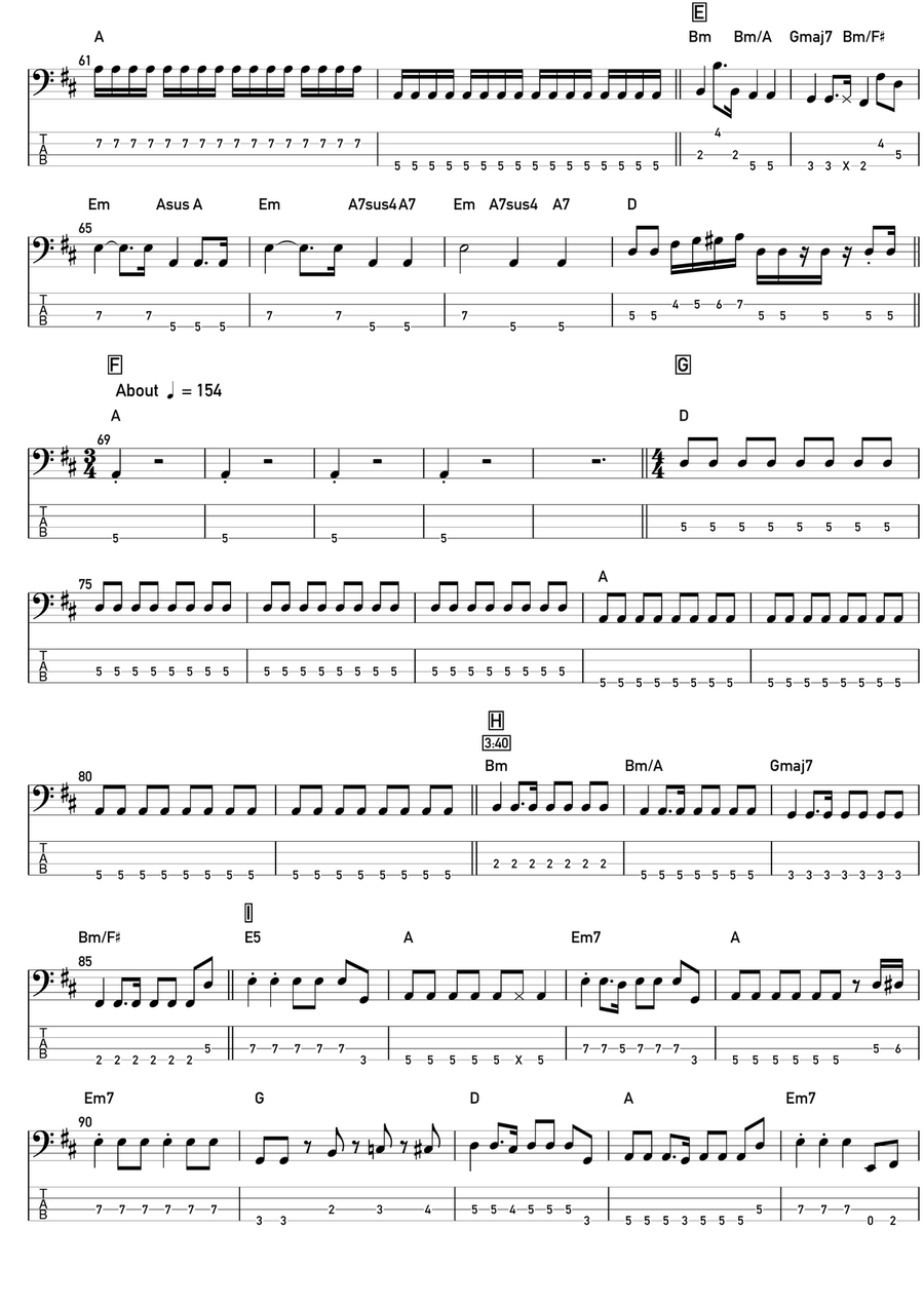 Liar Bass Guitar Tablature scores gallery preview page 3