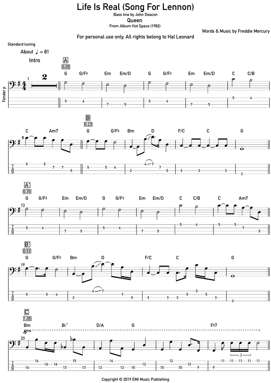 Life Is Real (Song For Lennon) Acoustic Guitar scores gallery preview page 1