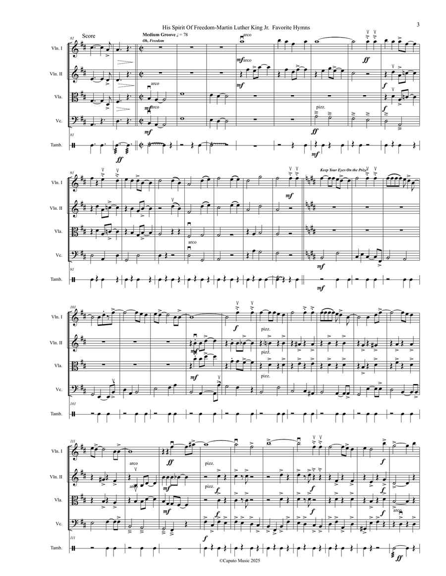 His Spirit of Freedom for String Quartet- Martin Luther King Favorites String Quartet scores gallery preview page 4