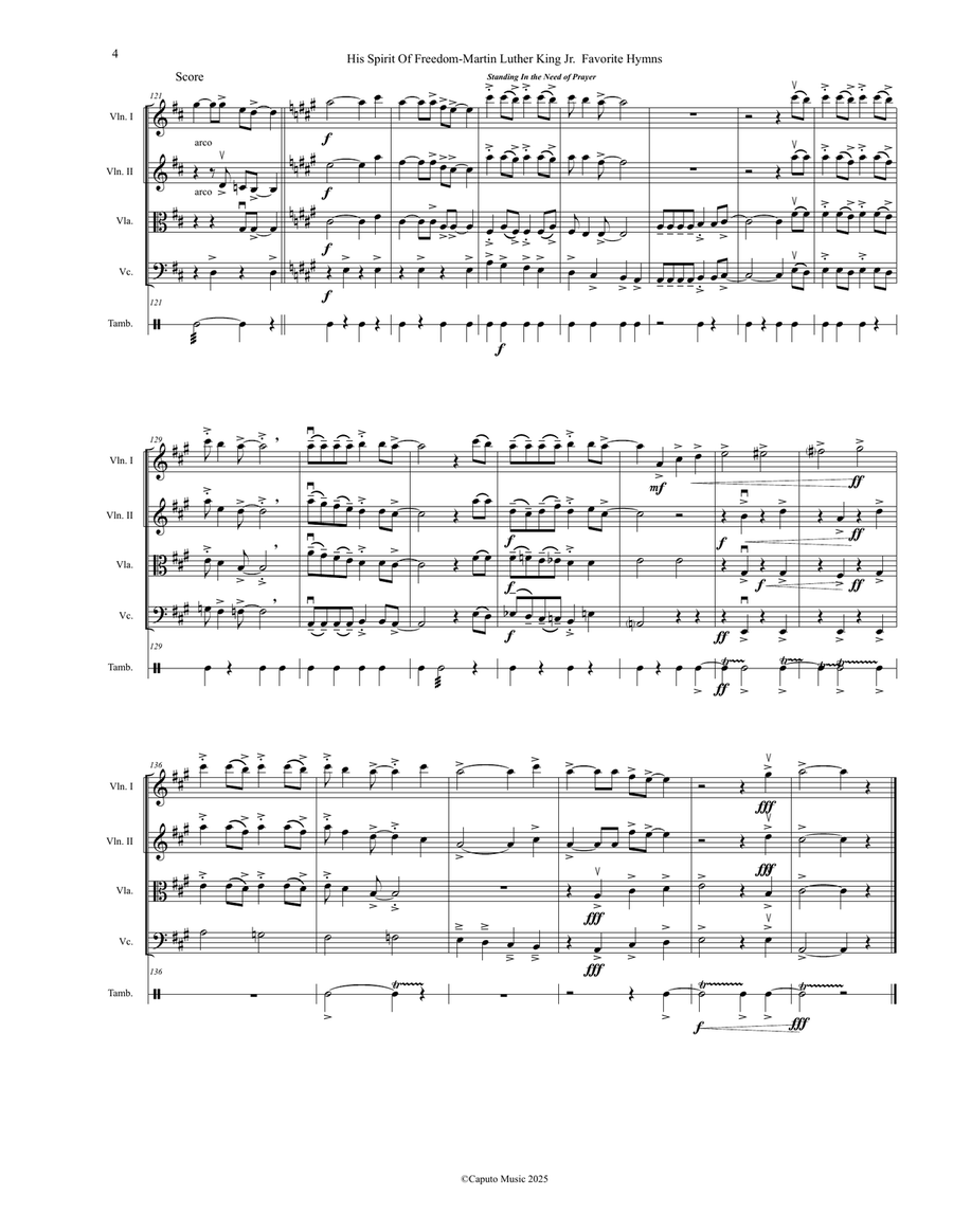 His Spirit of Freedom for String Quartet- Martin Luther King Favorites String Quartet scores gallery preview page 5