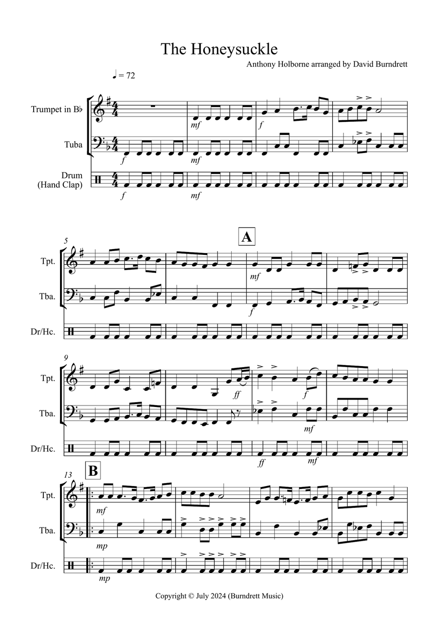 The Honeysuckle for Trumpet and Tuba Duet Brass Duet scores gallery preview page 1