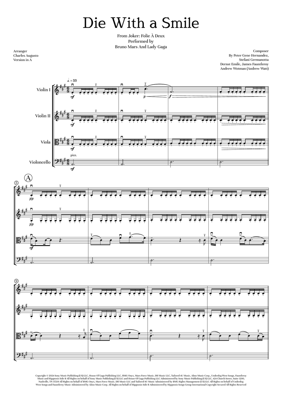 Die With A Smile String Quartet scores gallery preview page 3