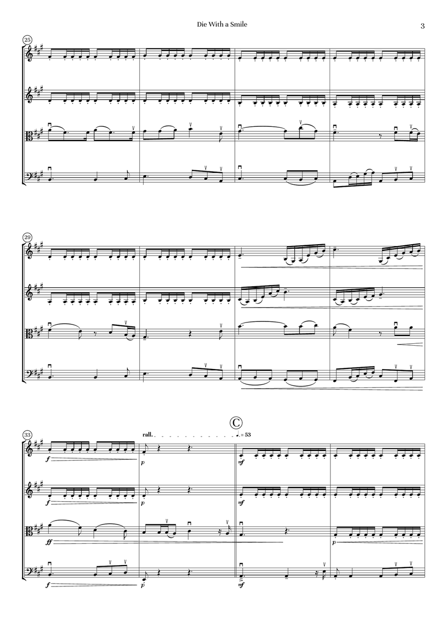 Die With A Smile String Quartet scores gallery preview page 5