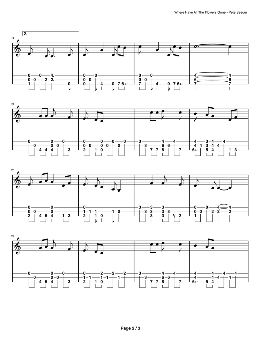 Where Have All The Flowers Gone? Dulcimer scores gallery preview page 3