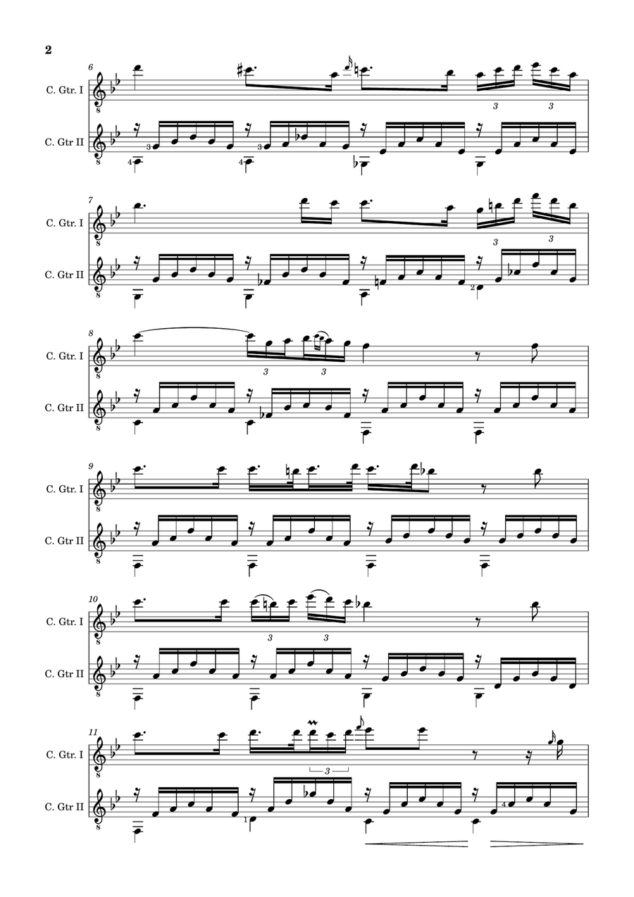 Ave Maria by F. Schubert – Classical Guitar Duet. Chamber Music scores gallery preview page 2