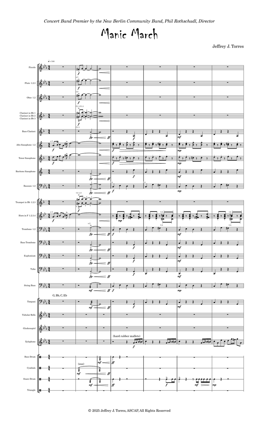 Manic March - Score Only Manic March - Score Only Concert Band scores gallery preview page 3