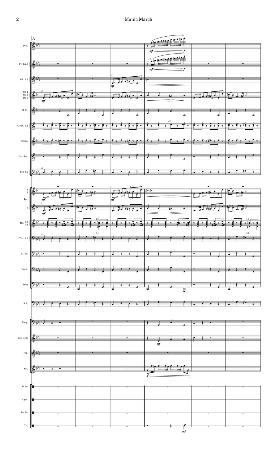Manic March - Score Only Manic March - Score Only Concert Band scores gallery preview page 4