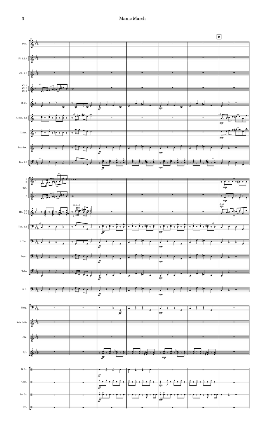 Manic March - Score Only Manic March - Score Only Concert Band scores gallery preview page 5