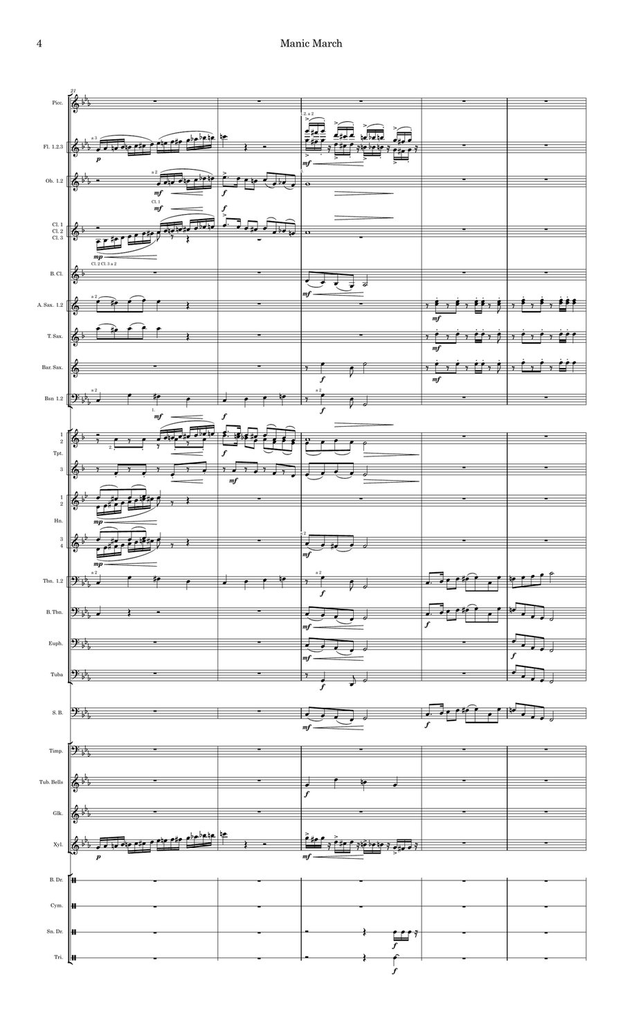 Manic March - Score Only Manic March - Score Only Concert Band scores gallery preview page 6
