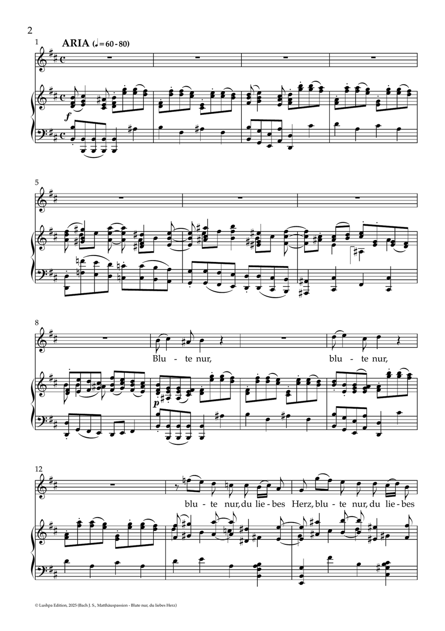 Blute nur, du liebes Herz Piano, Vocal scores gallery preview page 4