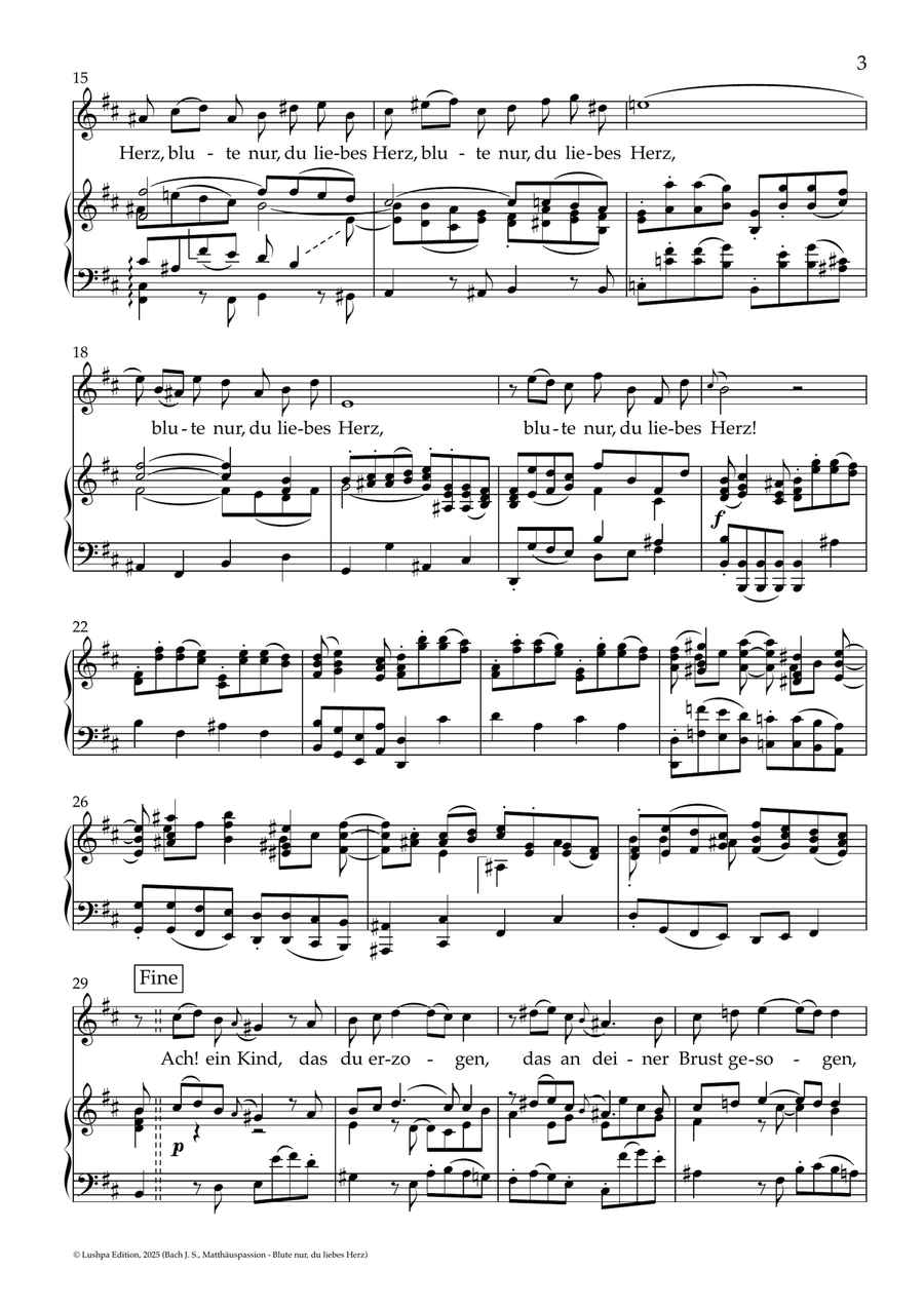 Blute nur, du liebes Herz Piano, Vocal scores gallery preview page 5