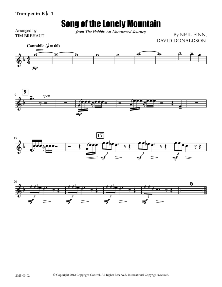 Song Of The Lonely Mountain Brass Quintet scores gallery preview page 4