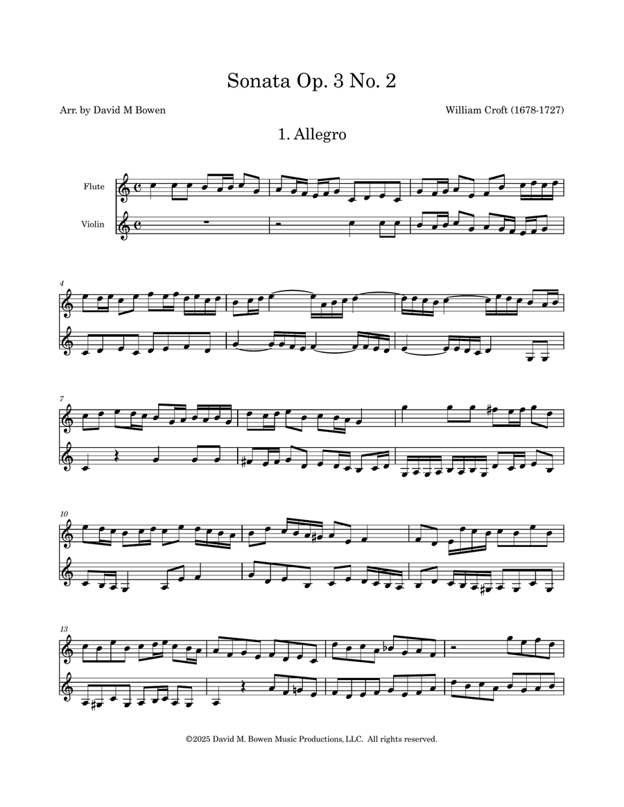 Sonata Op. 3 No. 2 Flute scores gallery preview page 2