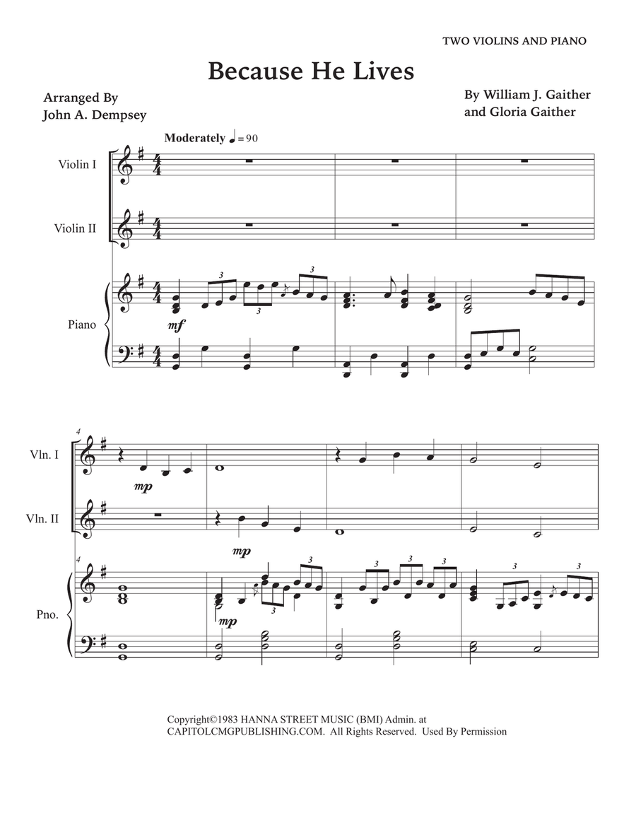 Because He Lives String Duet scores gallery preview page 5