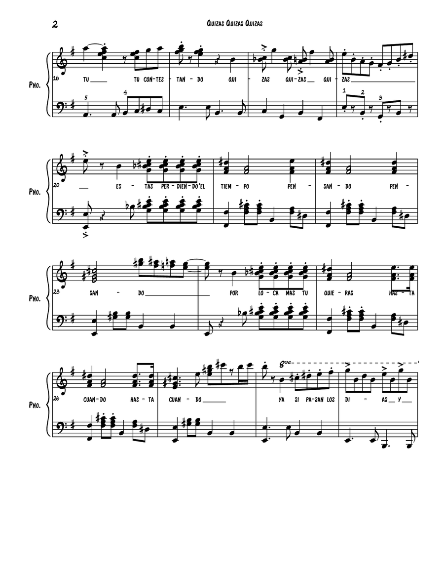 Quizas quizas quizas Piano Solo scores gallery preview page 2