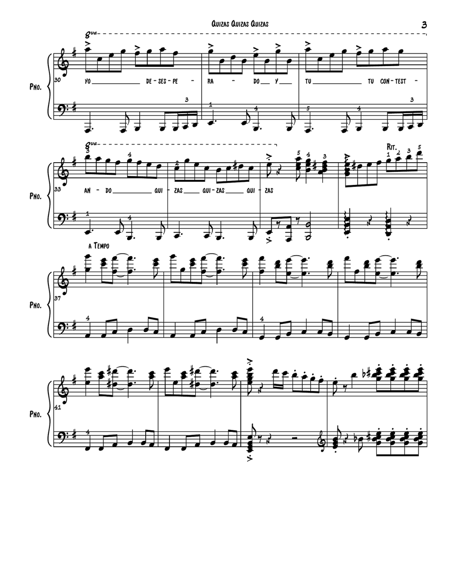 Quizas quizas quizas Piano Solo scores gallery preview page 3