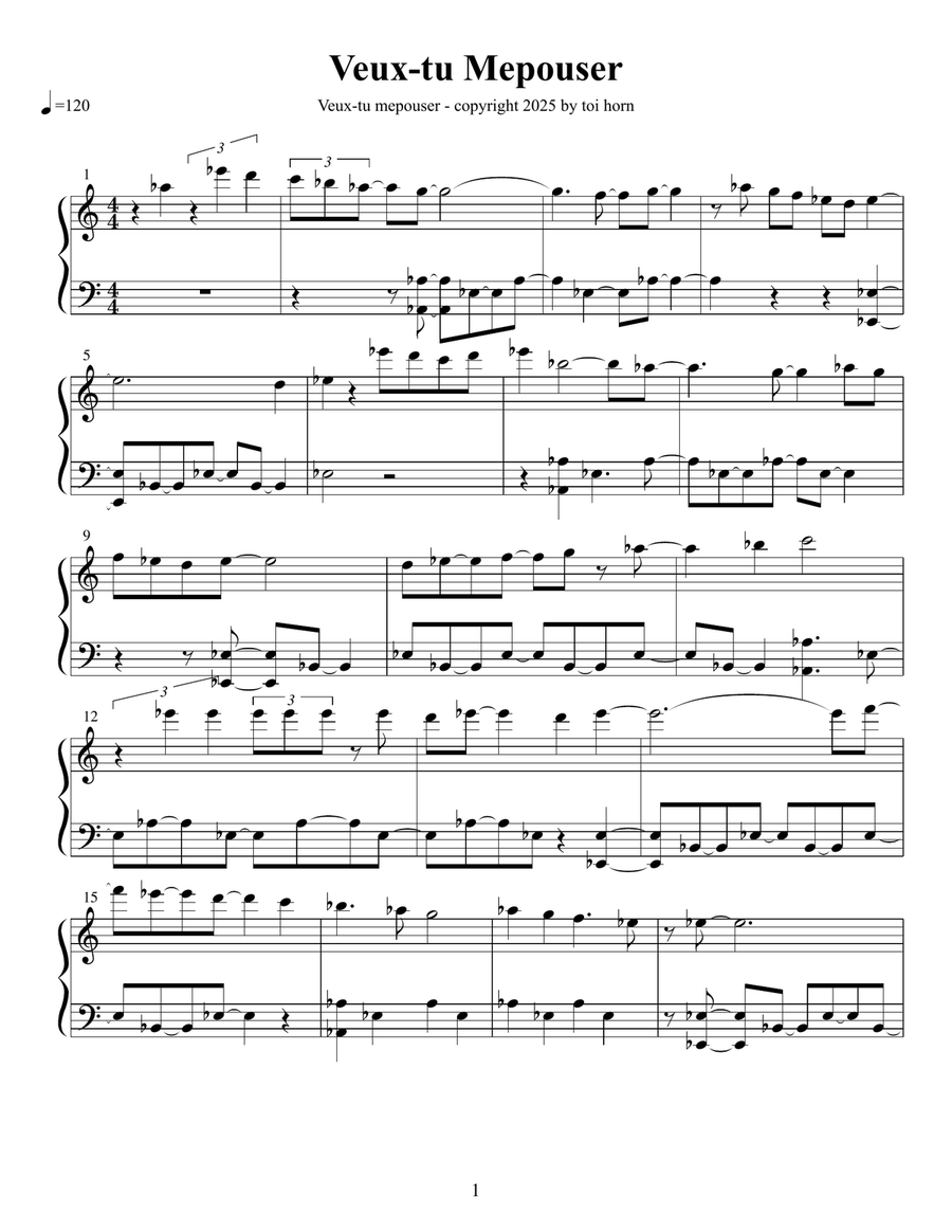 Veux-tu M'épouser Veux-tu M'épouser Piano Solo scores gallery preview page 1
