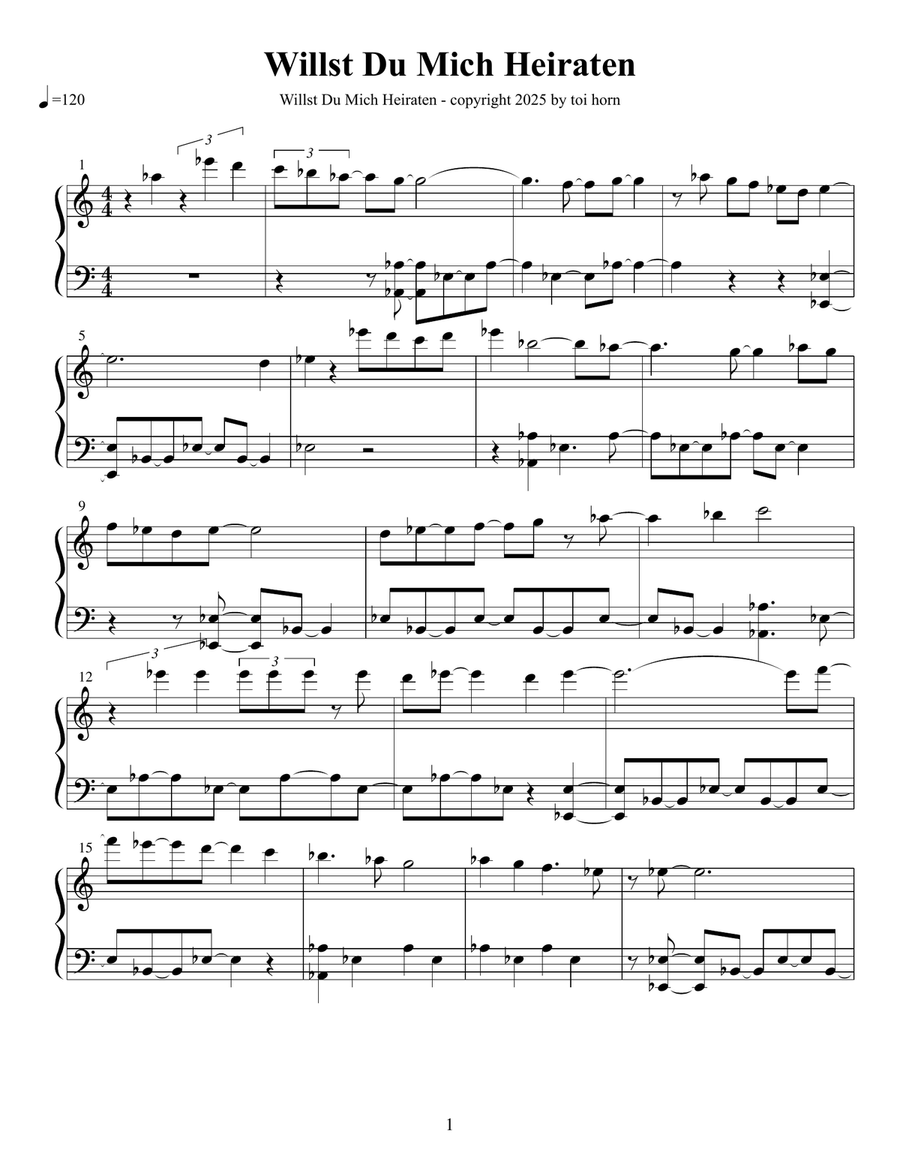 Willst Du Mich Heiraten Willst Du Mich Heiraten Piano Solo scores gallery preview page 1