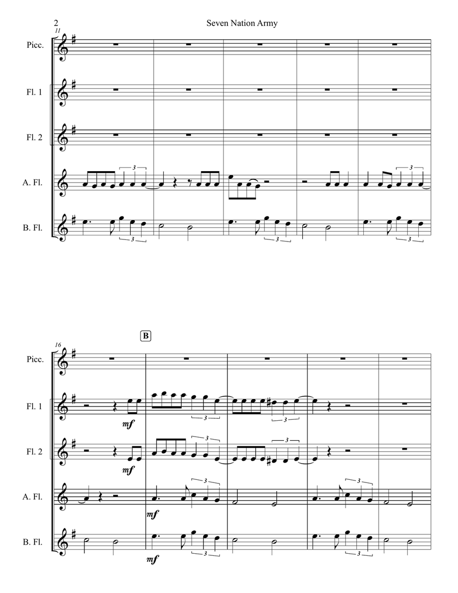 Seven Nation Army Seven Nation Army Flute Choir scores gallery preview page 3