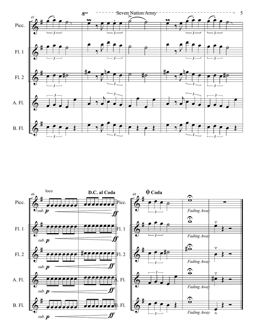 Seven Nation Army Seven Nation Army Flute Choir scores gallery preview page 6