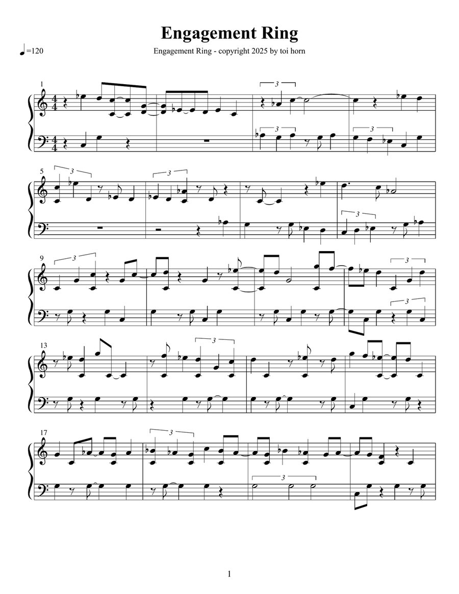 Engagement Ring Engagement Ring Piano Solo scores gallery preview page 1